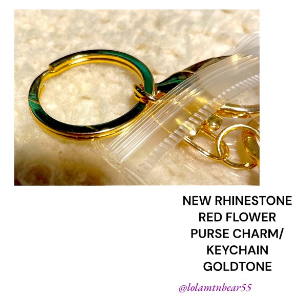 NEW RHINESTONE PURSE CHARM/KEY HOLDER WITH LOBSTER CLASP TO CLIP ON PURSE, JEANS - Picture 4 of 9